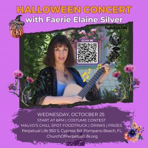  Metaphysical Singer Elaine Silver Performs Halloween Concert at World's First Transhumanist Church in Pompano Beach, FL
