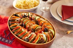 A plate of ratatouille, one of Ski Beat's meat-free menu options