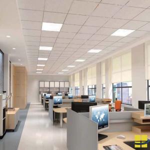 GAYA LED flat panel lights with selectable wattage and Kelvin shown installed in an office