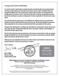 Message to parents of a child witness - Fulton County District Attorney Madam Fani T. Willis