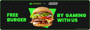 Get a free burger just by playing games on Luckmon! Luckmon and SUPERCENT announce their unique collaboration where gamers can earn a burger from their local fast food chain restaurant just by playing Supercent's BURGER PLEASE! Mobile app game. Luckmon is
