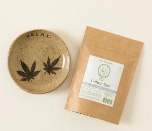 Kothari's "Relax" Leaf Dish with Life Elements CBD Lotion Bar