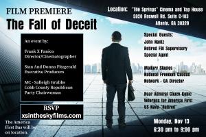 Admiral Charles Kubic , John Nantz and Mallory Staples to attend Atlanta film premeire of “The Fall of Deceit” 11-13-23