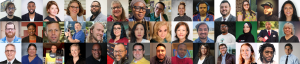 Headshots of 42 people in a collage