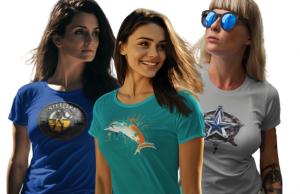 Cowboys, Dolphins and Steelers Refreshed Logo T-shirts for Ladies