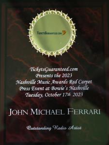 Nashville Music Awards Named John Michael Ferrari Outstanding Radio Artist of the Year