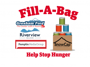 Fill-A-Bag Food Drive for SnowCap Community Charities with sponsors