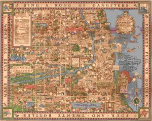 Lot 297 is A Map of Chicago's Gangland by Bruce Roberts, Inc. (1931), a superb and rare pictorial map that focuses on the Chicago gang wars during Prohibition in the 1920's and ‘30s, published the same year Al Capone was convicted for tax evasion. Estimat