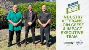 Geese Logistics and Impact Intermodal are proud to add Bill Lopez and Al Collado to their executive leadership team. This image shows company owner Henry E. Giese, III, posing with Bill and Al outside their company headquarters.