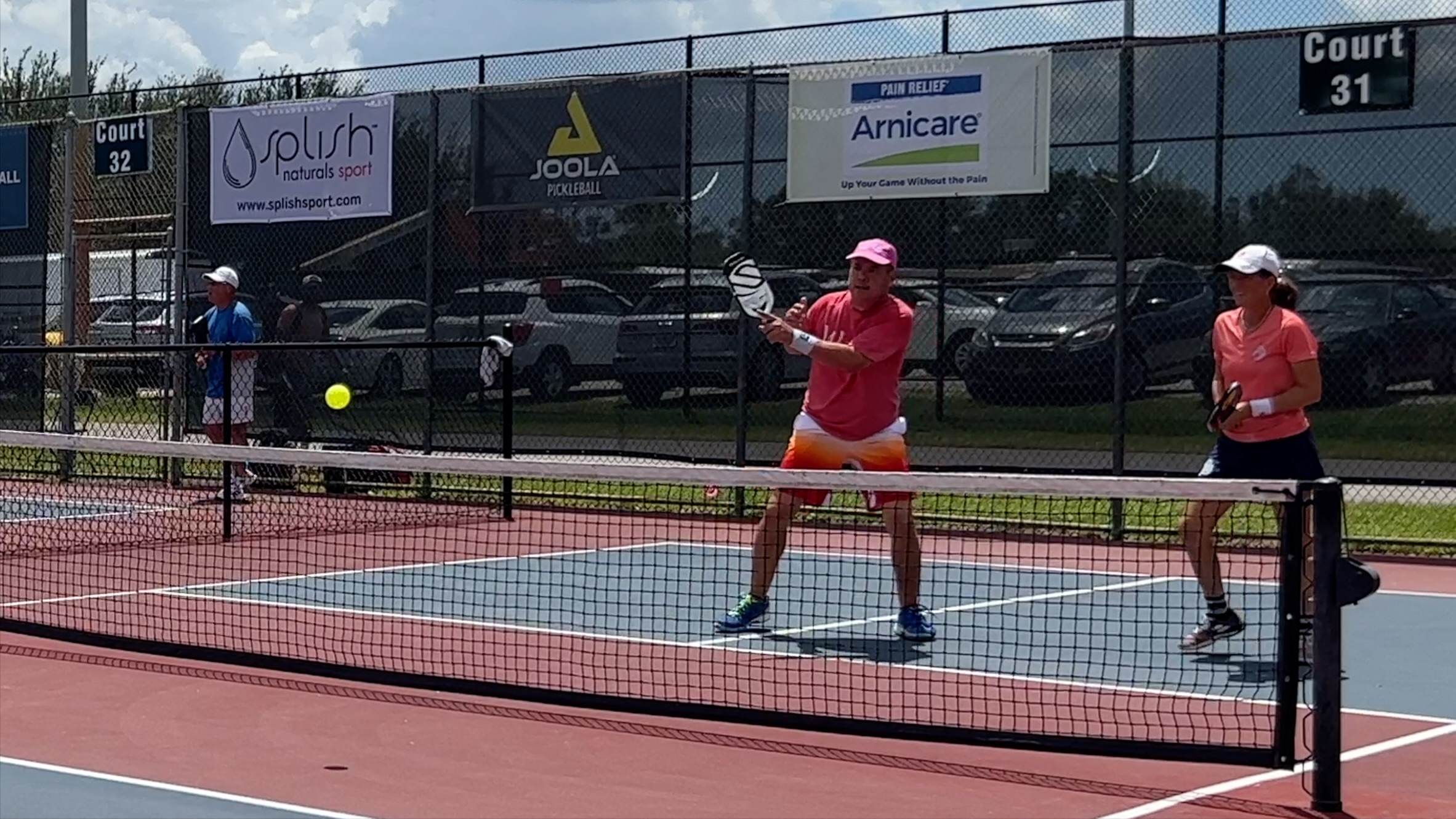 Tony Roig at the non volley zone in a mixed doubles match at the US Open Naples FL
