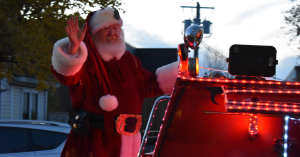 Santa riding in the Gresham Holiday Light Cruise