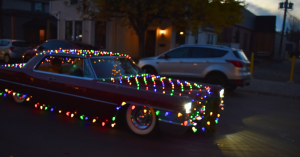 Classic Cars Lite up for the Gresham Holiday Light Cruise