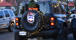 Ford Bronco Lite Up for the Holiday Light Cruise and Tree Lighting