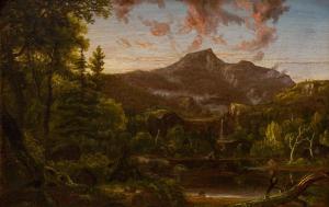 Oil on panel by Thomas Cole (American, 1801-1848), titled Mount Chocorua, White Mountains (circa 1827), unsigned, 9 ¾ inches by 14 ¾ inches. Sold for $150,000.