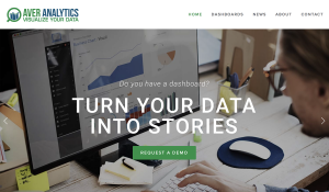 Home page of Aver Analytics website designed on Squarespace by Menadena