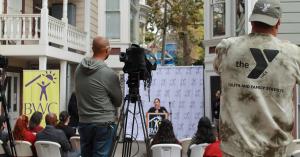 Speaker behind podium