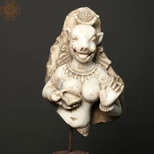25" Vintage Matrika Varahi Statue on Wooden Stand | Modern Art Sculpture