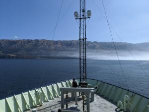 Scientists aboard boat off the California Coast near Big Sur