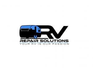 RV Next To RV Repair Solutions Text.