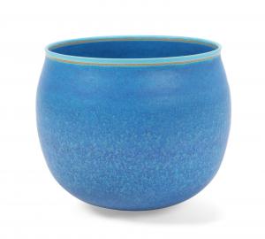 Blue glazed stoneware bowl crafted in 2002 by Alev Ebüzziya Siesbye (Turkish/Danish, b. 1983), 8 ¾ inches tall by 10 inches in diameter (est. $15,000-$20,000).