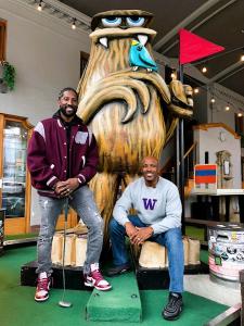 Hosts of The Barbershop Show, Marcus Trufant & Terry "T-Holla" Hollimon with be emceeing the watch party and competing in the Celebrity Mini Golf Tournament. Trufant Family Foundation. Sunday Fundraise. Apple Putt. Apple Cup.
