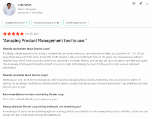 Shorter Loop's Testimonial on G2: By Dhruvin M, Platform Engineer, Quantiphi Software, Enterprise