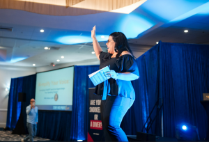 Alicia Lyttle engaging with the audience at Story into Profits