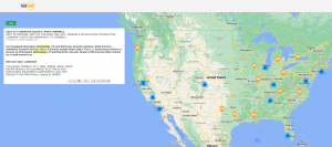 A visual display of the BidHits map search feature, showcasing government bids across various U.S. locations.