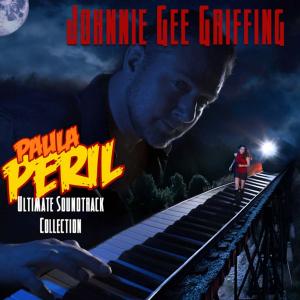 Composer Johnnie Gee Griffing at a piano that turns into a train track in a dreamlike view