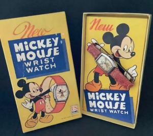 Walt Disney Ingersoll U.S. Time Mickey Mouse watch from 1940 in overall good condition, in the original box (est. $750-$2,500).
