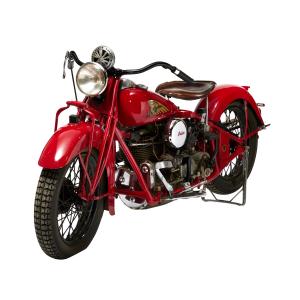 1939 Indian “4” Model motorcycle, bright red, considered by many the Duesenberg of motorcycles, built by the Indian Motorcycle Co. from 1928 to 1942 (est. CA$70,000-$75,000).