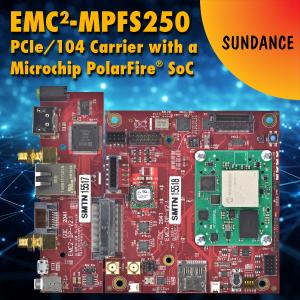 A merketing image of Sundance's EMC²-MPFS250 system, with the Sundance logo included