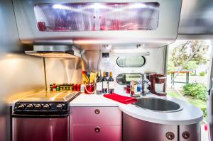 Inside Airstream photo of kitchen