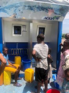 Quest Water Global's AQUAtap water purification and distribution system in use in the DRC