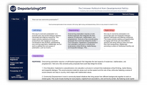 Screenshot of Depolarizing GPT answering a question