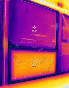 thermal image comparing original and retrofit windows