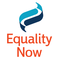 Equality Now logo, with words written in red font, "Equality" on the top, "Now" under it