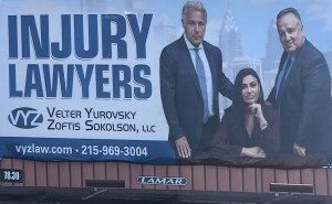 Leading Law Firm, Velter Yurovsky Zoftis Sokolson, LLC, Expands Presence With Second Billboard In Philadelphia