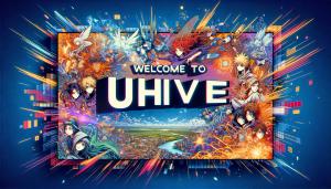 Welcome banner for the Uhive app, featuring a colorful and vibrant design with the Uhive logo.