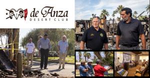 Supervisor Desmond & Senator Seayarto with GM Ramien Shalizi at de Anza Desert Club fire site