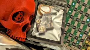 Loki Kits, with a Antminer Hashboard and a Skull of Satoshi