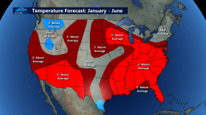 6 month temperature forecast map