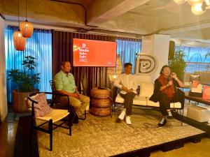 Panelists: Media Salo-Salo 2023, (Q&A) from left: Good Design Awards Philippines Gran Prix Winner, Denver O. Chicano, Design Center of the Philippines Deputy Executive Director Lucky Lopez, Design Center of the Philippines Executive Director Rhea Matute