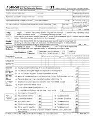 IRS Tax Form 1040-SR Instructions and Printable Forms for 2023 and 2024 Available at File My Taxes Online