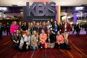 IDS Designer Experience tour participants pose for a selfie at the KBIS 2023 event at the Las Vegas Convention Center.