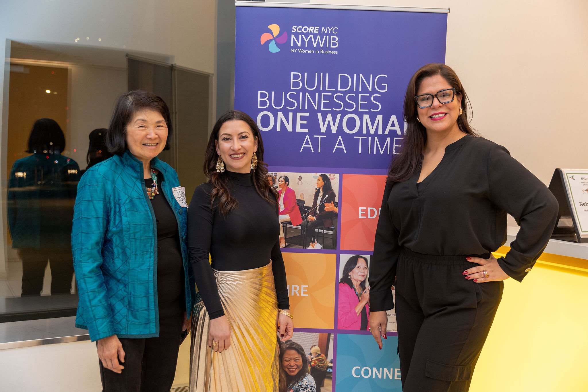 (Photo Left to Right | Mary Tan (NYWIB) , Charlotte Hamamgian (Deputy Comptroller, Contracts and Procurement, Office of NYC Comptroller Brad Lander's Office) and Jaclyn Tacoronte, JMT Media and Communications Chair New York Women In Business). (Photo Cred