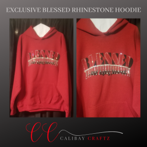 This blessed hoodie is exclusive to Calibay Craftz, adorned with beautiful rhinestones