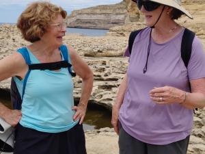 Catherine McMichael, left, and Joyce Terry hike the island of Gozo in the Maltese archipelago, completing the perimeter over five days in May 2023.