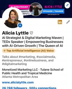 Alicia Lyttle Receives Prestigious Top Artificial Intelligence Voice Badge on LinkedIn