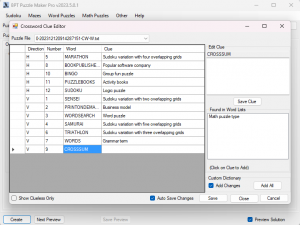 Criss Cross Clue Editor